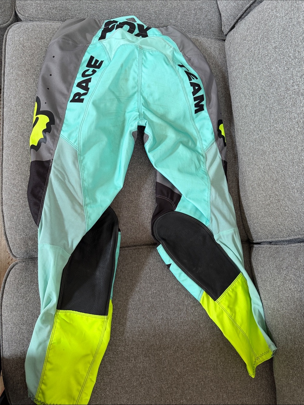 Fox women’s Neon Yellow & Teal Motocross Pants - Picture 2 of 3